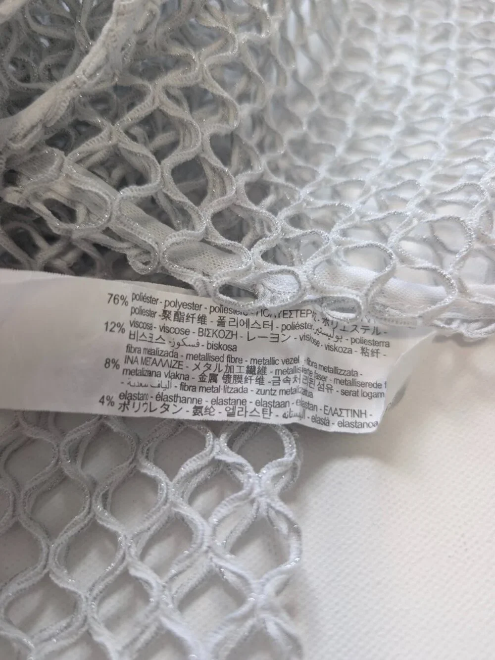 ZARA Open Knit Fishnet Cropped Long Sleeve Top L